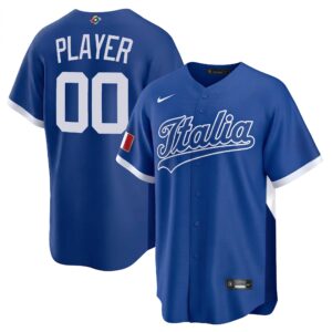 Custom #00 Italy Baseball 2026 World Baseball Classic Road Stadium Jersey - Navy