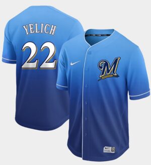 Milwaukee Brewers #22 Christian Yelich Royal Fade Stitched Jersey