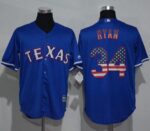 Texas Rangers #34 Nolan Ryan Blue USA Flag Fashion Stitched Jersey