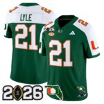 Jordan Lyle #21 Miami Hurricanes MIA 2026 CFP Final & Florida Patch Vapor Limited Jersey - All Stitched