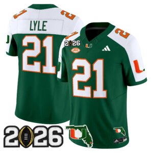 Jordan Lyle #21 Miami Hurricanes MIA 2026 CFP Final & Florida Patch Vapor Limited Jersey - All Stitched