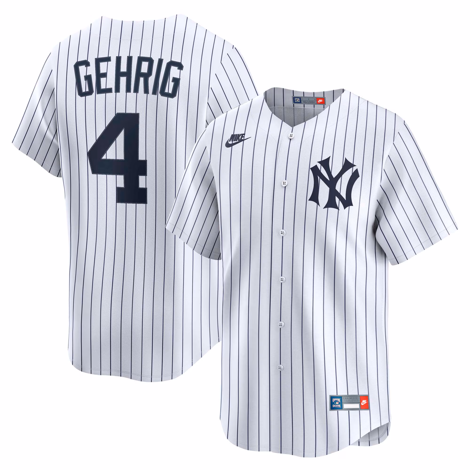 New York Yankees Lou Gehrig #4 White Throwback Cooperstown Collection Limited Jersey