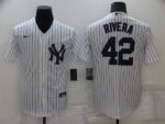 Men's  New York Yankees #42 Mariano Rivera White Strip Cool Base Stitched Jersey