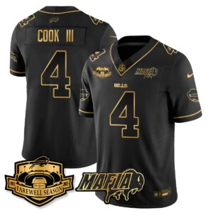 James Cook III #4 Buffalo Bills BUF 2025 Bills Mafia Patch Gold Vapor Limited Jersey - All Stitched