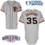San Francisco Giants #35 Brandon Crawford Grey Road 2 Cool Base W/2014 World Series Patch Stitched jerseys