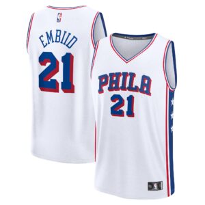 Men's Philadelphia 76ers Joel Embiid  White 2023/24 Fast Break Replica Jersey - Association Edition