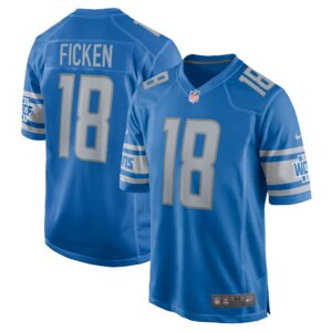 Sam Ficken Detroit Lions  Home Game Player Jersey - Blue