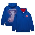 Atlanta Braves Hank Aaron #44 Mitchell & Ness Royal Vintage Logo Name & Number Pullover Hoodie