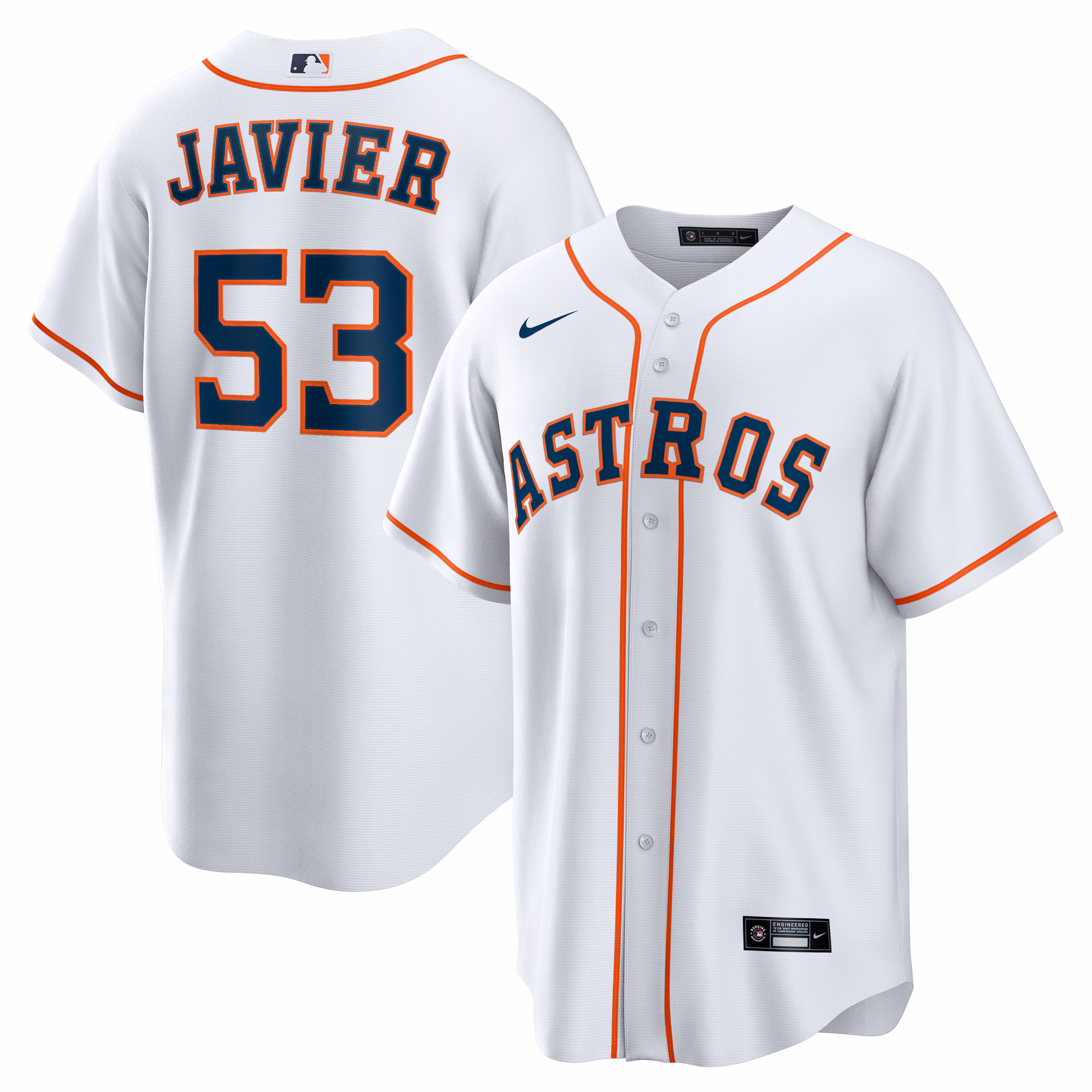 Houston Astros Cristian Javier #53 White Home Replica Jersey