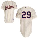 Mitchell And Ness Minnesota Twins #29 Rod Carew Cream Black Strip Stitched Jersey