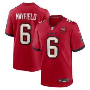 Baker Mayfield #6 Tampa Bay Buccaneers 50th Season Team Game Jersey - Red