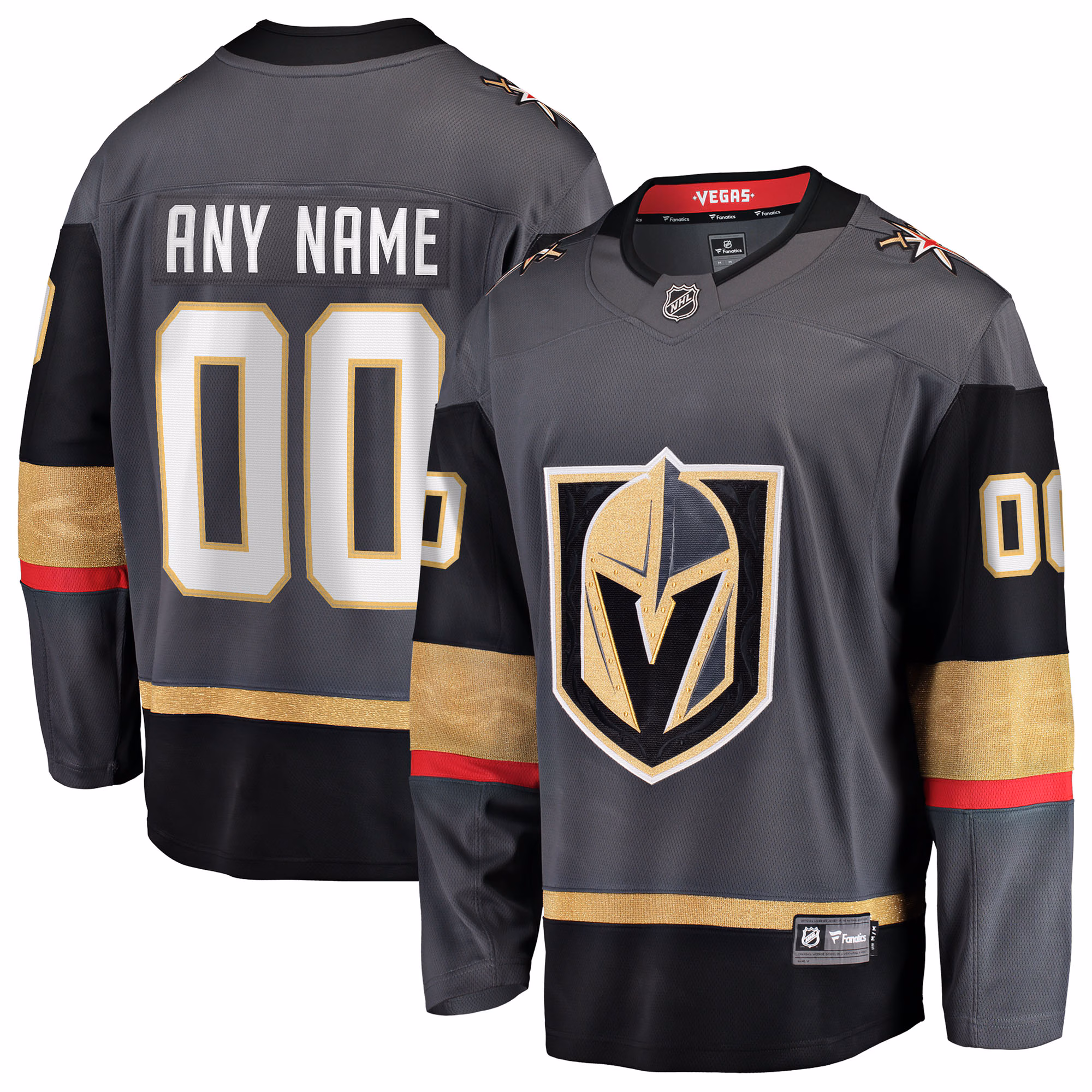 Vegas Golden Knights Fanatics Gray Alternate Breakaway Custom #00 Jersey