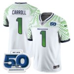 Pete Carroll #1 Seattle Seahawks Seattle Rivalries 50th Season Patch Vapor Limited Jersey - All Stitched