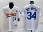 Men's  Los Angeles Dodgers #34 Fernando Valenzuela White Stitched Cool Base Jersey