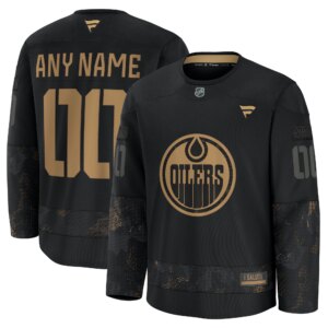 Edmonton Oilers  Fanatics Black 2024 Military Appreciation Custom #00 Practice Jersey