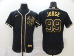 Men's New York Yankees #99 Aaron Judge Black Golden Stitched Flex Base  Jersey