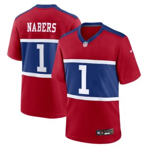 Malik Nabers #1 New York Giants 2025 Youth Alternate Player Game Jersey - Century Red