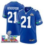 Devon Witherspoon #21 Seattle Seahawks Super Bowl LX Patch Royal Throwback Player Game Jersey