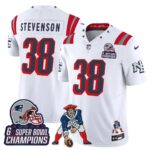 Rhamondre Stevenson #38 New England Patriots 2025 Rivalries 6x Champions & Throwbacks Mascot Patch Vapor Limited Jersey - All Stitched