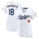 Yoshinobu Yamamoto #18 Women's Los Angeles Dodgers White 2026 Gold Collection Stadium Jersey - White