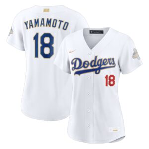 Yoshinobu Yamamoto #18 Women's Los Angeles Dodgers White 2026 Gold Collection Stadium Jersey - White