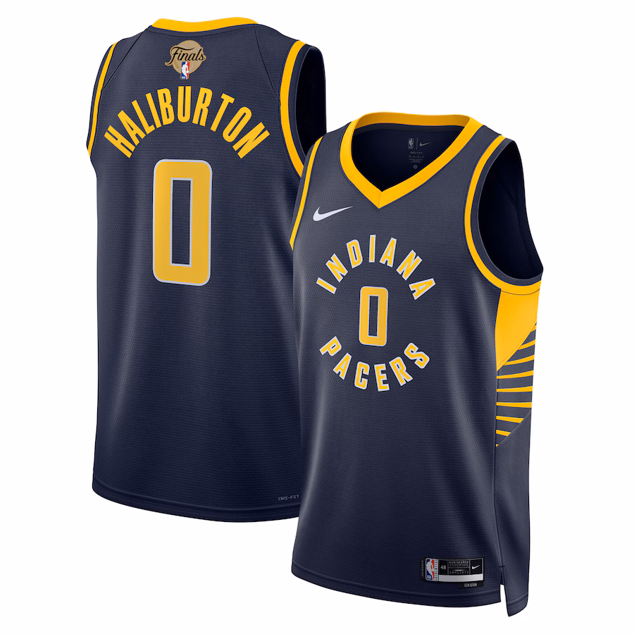 Unisex Indiana Pacers Tyrese Haliburton  Navy 2025 Finals Swingman Jersey - Icon Edition