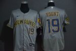 Men's Milwaukee Brewers #19 Robin Yount Grey Stitched Flex Base  Jersey