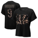 Women's Joe Burrow Black Cincinnati Bengals Leopard Player Name & Number T-Shirt