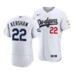 Men's  Los Angeles Dodgers #22 Clayton Kershaw White VII Gold Series Jersey