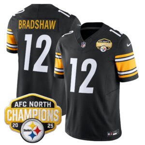 Terry Bradshaw #12 Pittsburgh Steelers 2025 AFC North Division Champions Vapor Limited Jersey - All Stitched