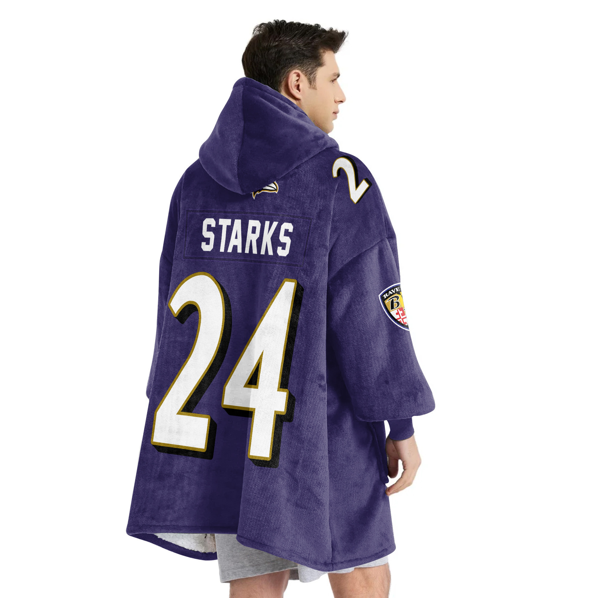 Adult 24 Baltimore Football Unisex Blanket Hoodie - Image 3