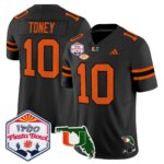 Malachi Toney #10 Miami Hurricanes MIA 2026 The Fiesta Bowl & Florida Patch Vapor Limited Jersey - All Stitched