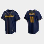 Men's Milwaukee Brewers #11 Rowdy Tellez Alternate Navy Jersey