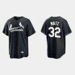 Men's St. Louis Cardinals #32 Steven Matz Black White Official Jersey
