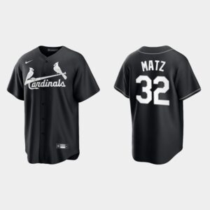 Men's St. Louis Cardinals #32 Steven Matz Black White Official Jersey