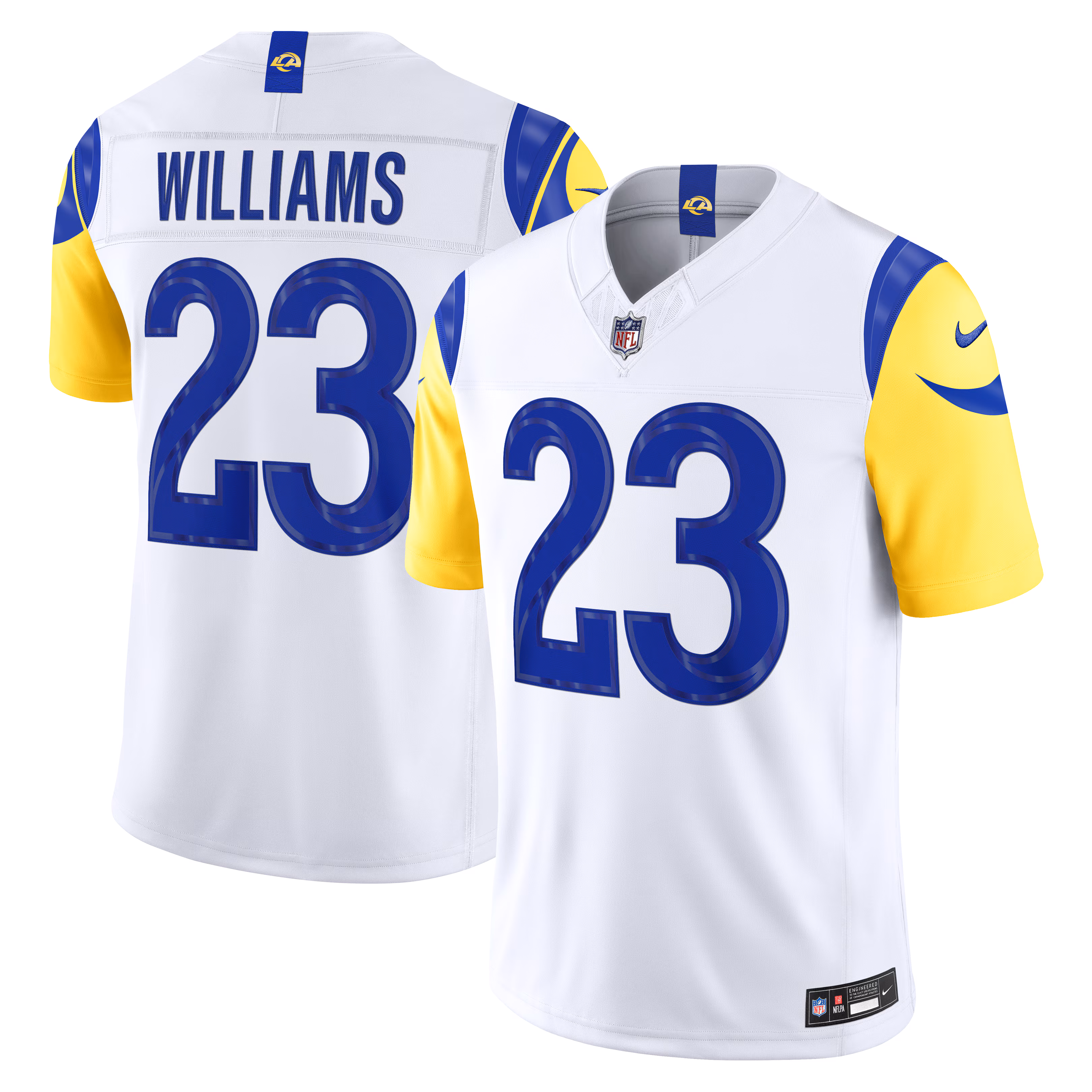 Los Angeles Rams Kyren Williams #23 White Vapor F.U.S.E. Sewn Down Limited Jersey