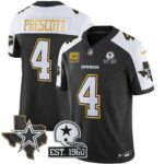 Dak Prescott #4 Cowboys Texas Patch Gold Trim Vapor Jersey - All Stitched