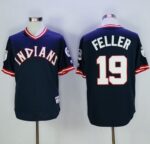 Cleveland Indians #19 Bob Feller Navy Blue 1976 Turn Back The Clock Stitched Jersey