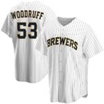 Men's Milwaukee Brewers #53 Brandon Woodruff White Cool Base Home Jersey