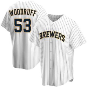 Men's Milwaukee Brewers #53 Brandon Woodruff White Cool Base Home Jersey