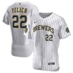 Men's Milwaukee Brewers #22 Christian Yelich  White Home 2020 Player Jersey