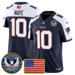 Drake Maye #10 New England Patriots United States 250th Anniversary Patch Vapor Limited Jersey - All Stitched
