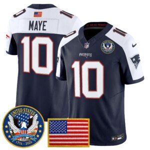 Drake Maye #10 New England Patriots United States 250th Anniversary Patch Vapor Limited Jersey - All Stitched
