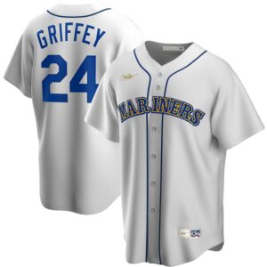 Men's  Seattle Mariners #24 Ken Griffey Jr. Home Cooperstown Collection Player White Jersey