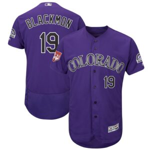Men's Colorado Rockies #19 Charlie Blackmon Majestic Purple 2019 Spring Training Flex Base Player Jersey