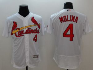 St. Louis Cardinals #4 Yadier Molina White Flexbase Collection Stitched Jersey