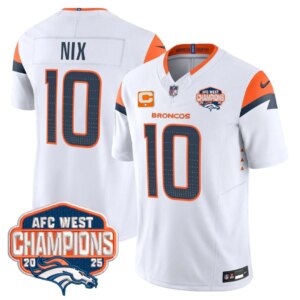 Bo Nix #10 Denver Broncos DEN AFC West Champions Patch Vapor Limited Jersey V2 - All Stitched