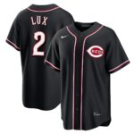 Gavin Lux #2 Cincinnati Reds Fashion Replica Black Out Jersey - Black