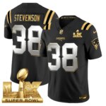 Rhamondre Stevenson #38 New England Patriots Super Bowl LX Gold Patch Vapor Limited Game Jersey - All Stitched