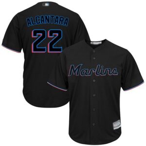 Miami Marlins #22 Sandy Alcantara Black New Cool Base Stitched Jersey